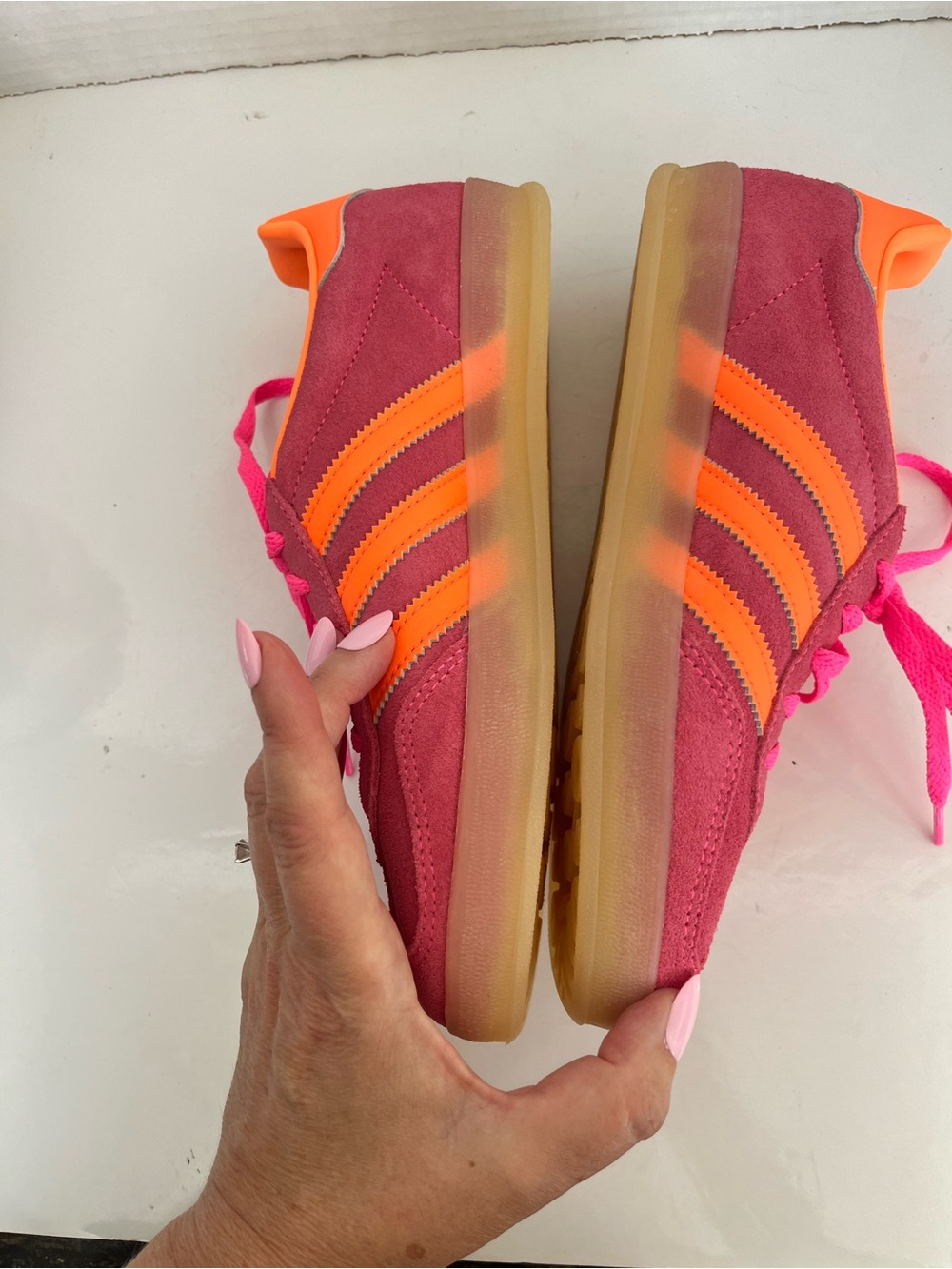 Adidas Gazelle Indoor Lucid Pink Orange Gum Sneakers Size 6 NWOT - Picture 7 of 10